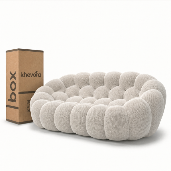 NUVA Loveseat Bubble Sofa in a Box White by Khevora