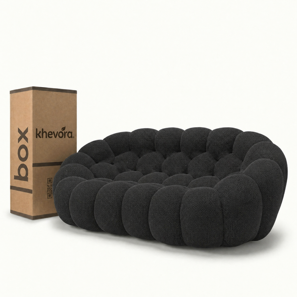 NUVA Loveseat Bubble Sofa in a Box Black by Khevora