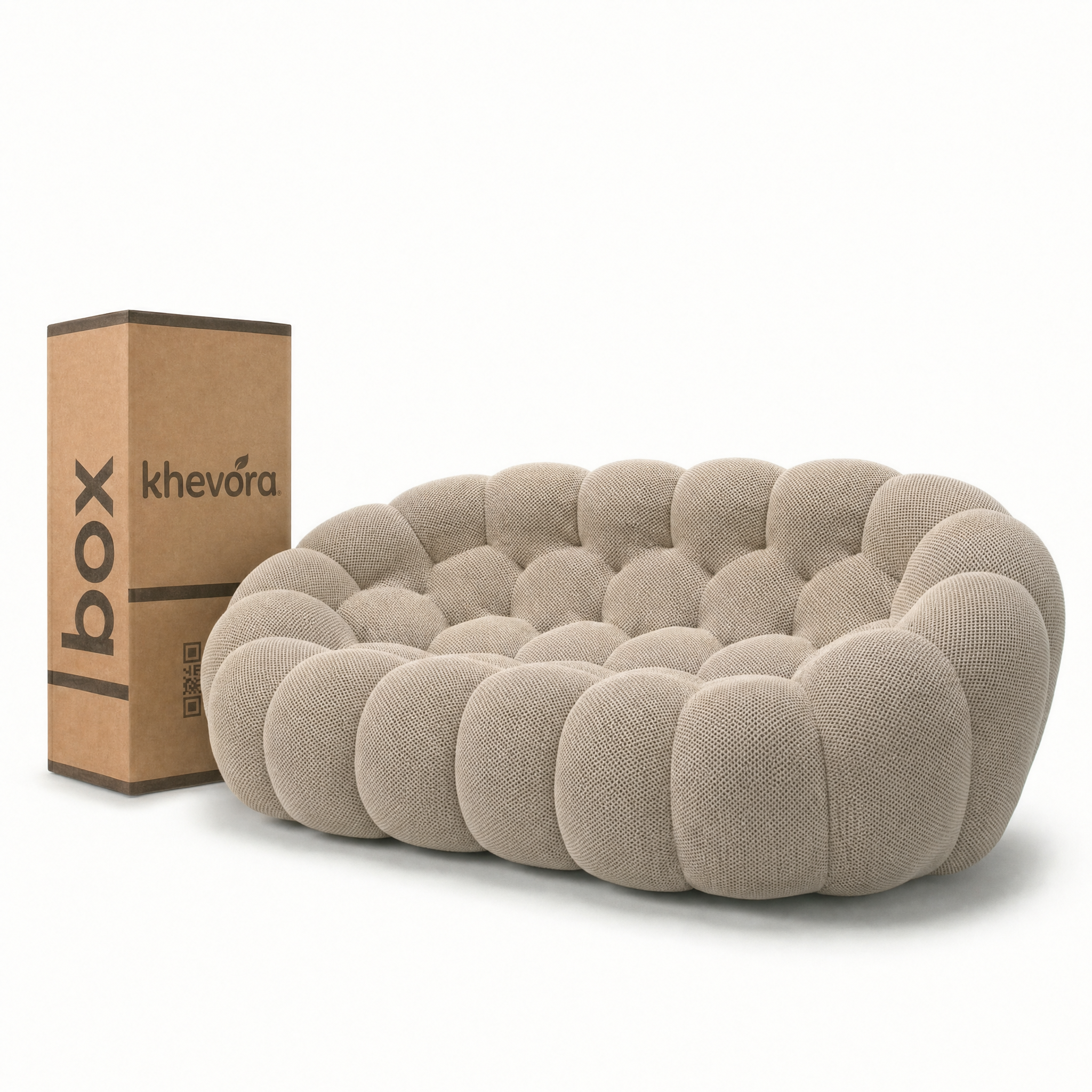 NUVA Loveseat Bubble Sofa in a Box Cream by Khevora