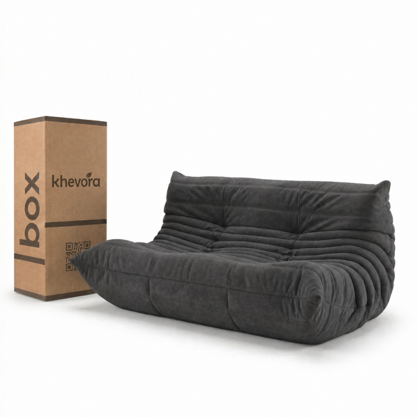 TARA Loveseat Lounge Sofa in a Box Black by Khevora