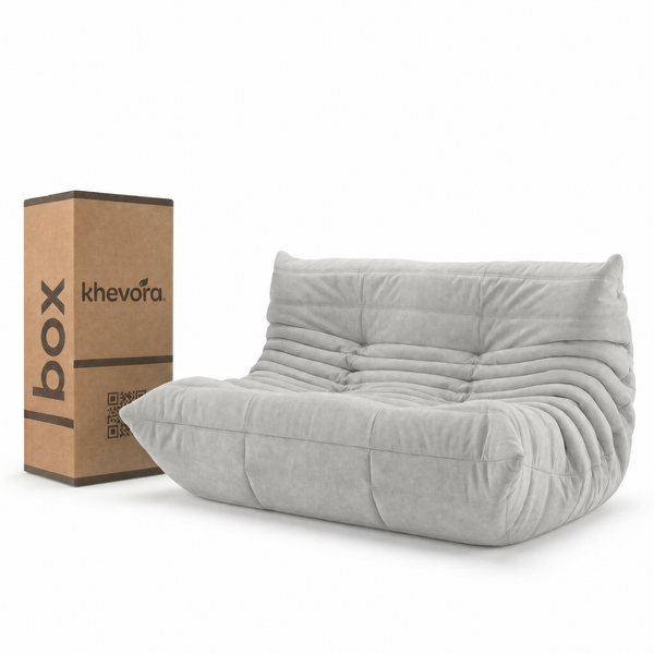 TARA Loveseat Lounge Sofa in a Box White by Khevora